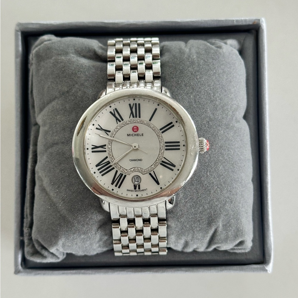 Michele Silver Watch with Roman Numerals